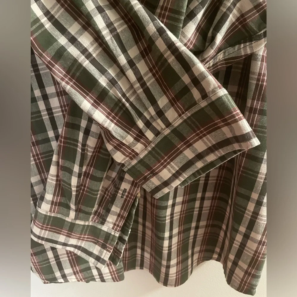 C.E. Schmidt Workwear Men's Casual Plaid Shirt Green and White XL - Picture 4 of 5